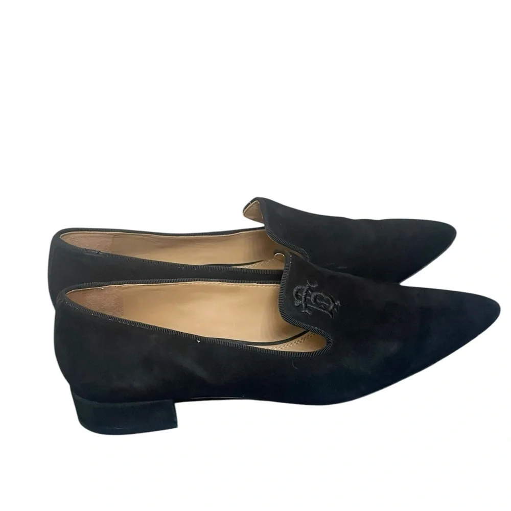 Tory Burch Womens Black Suede Leather Pointed Toe Loafer Flats Size 6.5M